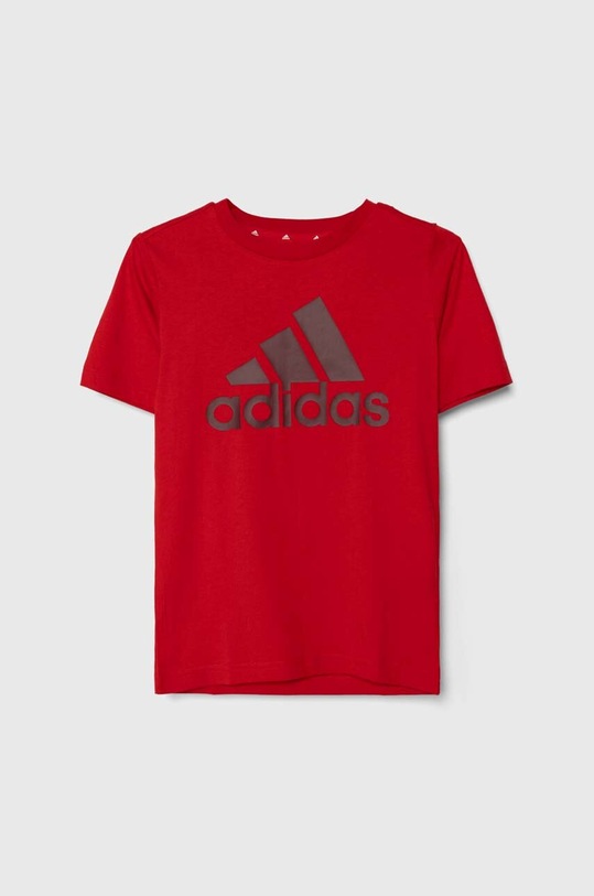 adidas t-shirt bawełniany dziecięcy nadruk czerwony IJ6262