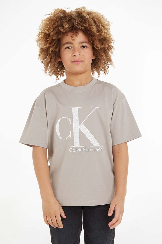 Calvin Klein Jeans t-shirt bawełniany dziecięcy nadruk beżowy IB0IB01899.9BYX