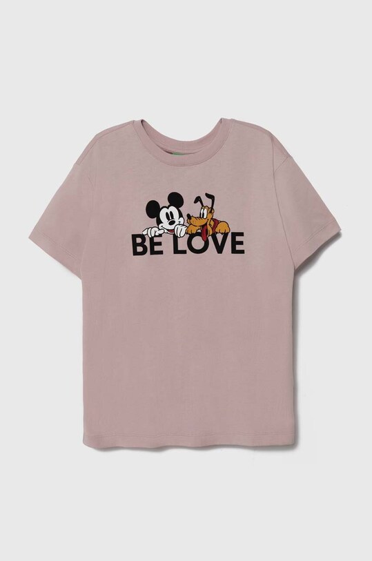 United Colors of Benetton t-shirt bawełniany dziecięcy x Disney nadruk różowy 3096C10G3.G.SEASONAL