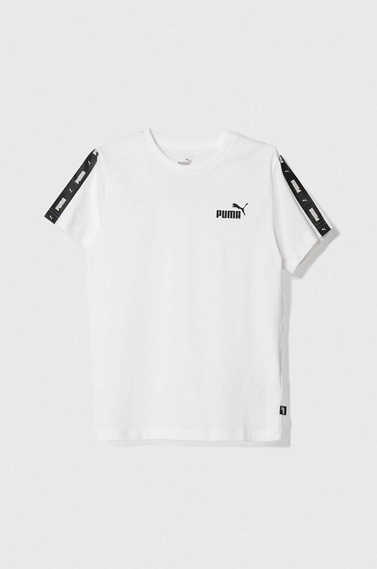 Puma t-shirt bawełniany dziecięcy Ess Tape Tee B nadruk biały 847300