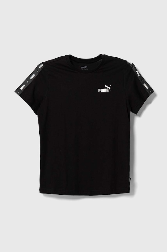 Дитяча бавовняна футболка Puma Ess Tape Tee B 847300 чорний SS24