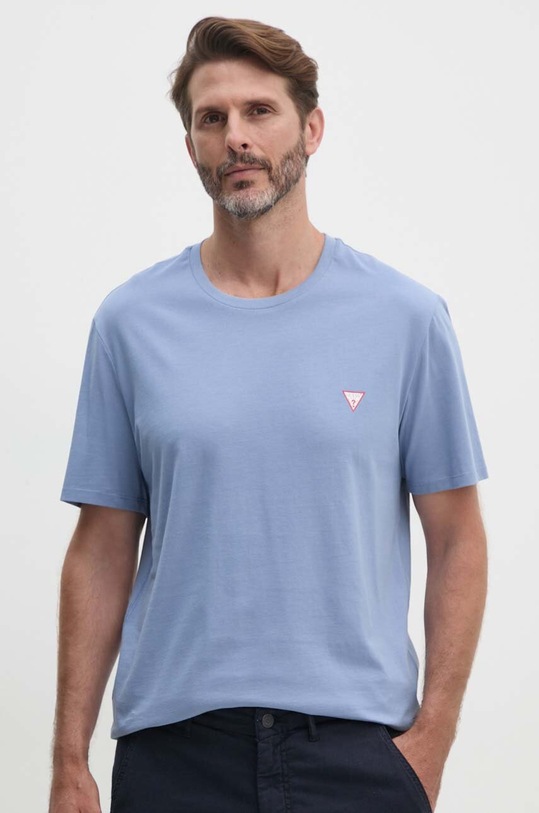 Βαμβακερό μπλουζάκι Guess μπλε M2YI36.I3Z14