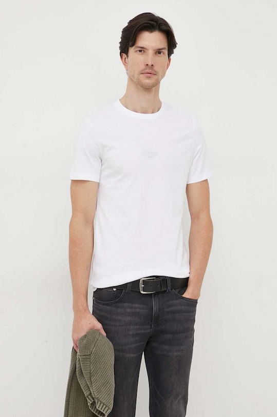 Хлопковая футболка Guess slim белый M2YI72.I3Z14