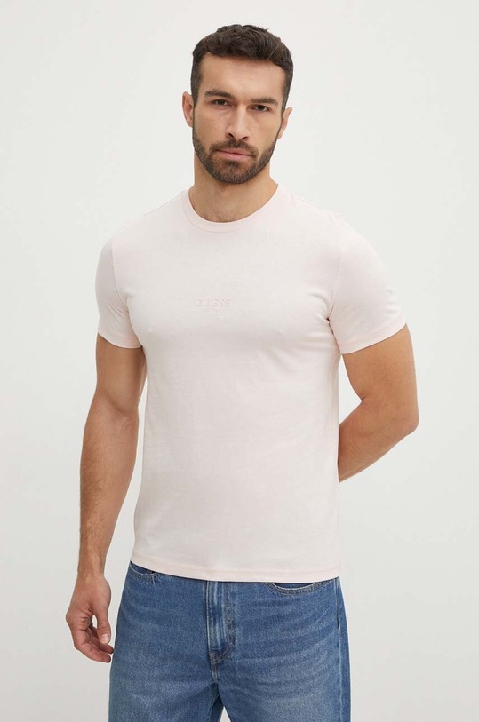 Guess t-shirt bawełniany AIDY aplikacja różowy M2YI72.I3Z14