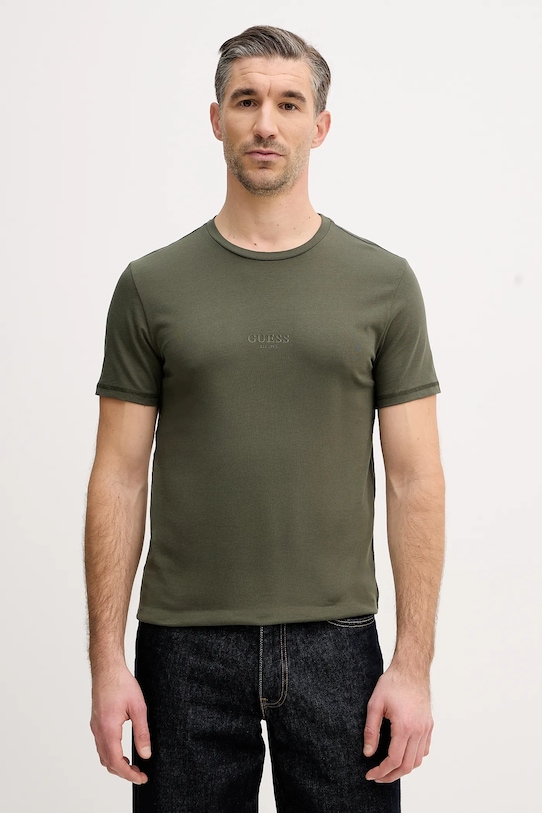 Βαμβακερό μπλουζάκι Guess AIDY βαμβάκι πράσινο M2YI72.I3Z14