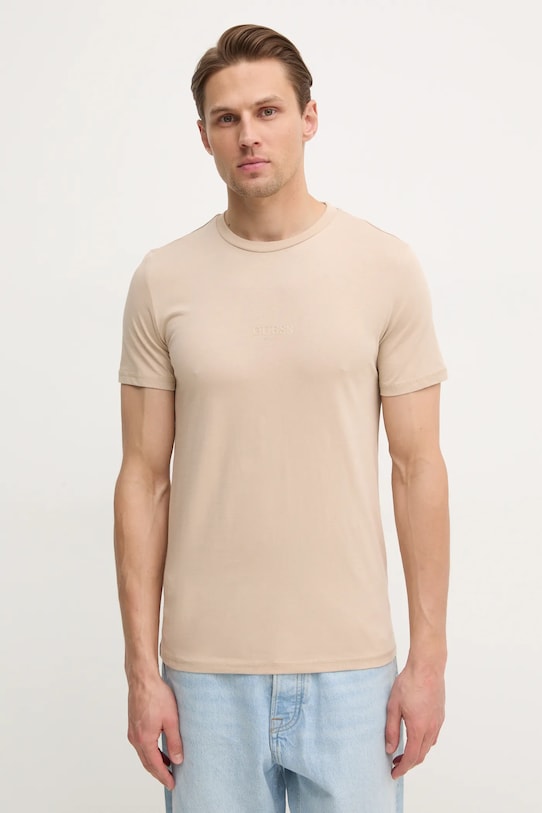 Хлопковая футболка Guess AIDY бежевый M2YI72.I3Z14