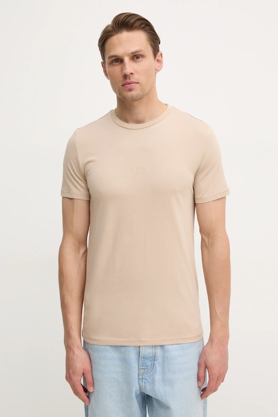Хлопковая футболка Guess AIDY бежевый M2YI72.I3Z14