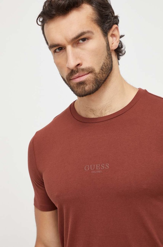 Odzież Guess t-shirt bawełniany AIDY M2YI72.I3Z14 brązowy