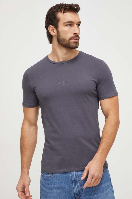 Βαμβακερό μπλουζάκι Guess γκρί M2YI72.I3Z14