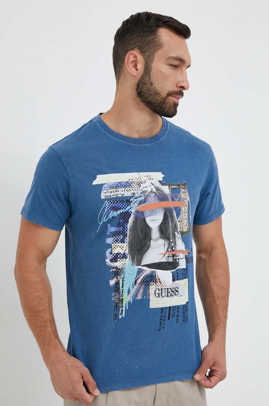Bavlnené tričko Guess modrá M3YI38.K8FQ4