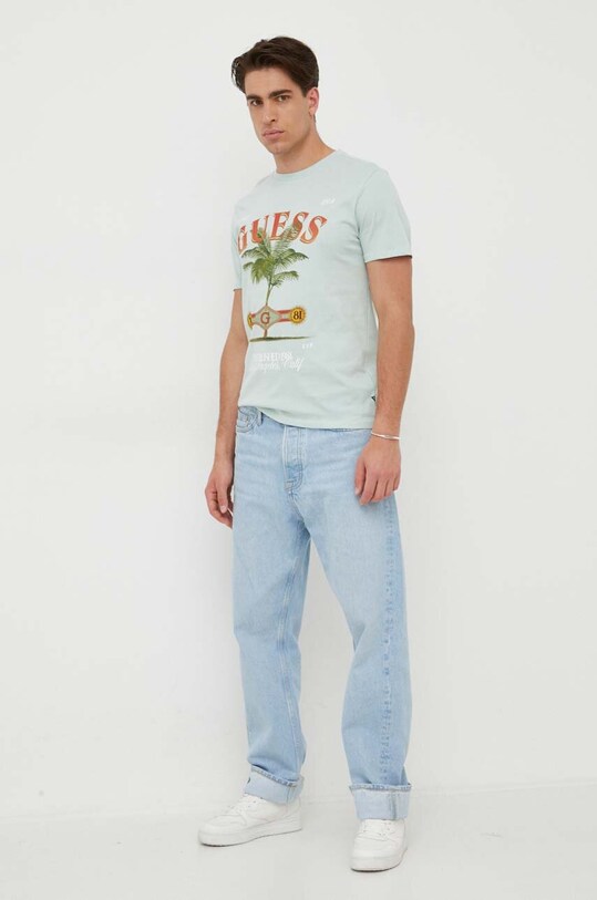Бавовняна футболка Guess M3YI61.K9RM1 бірюзовий AW23