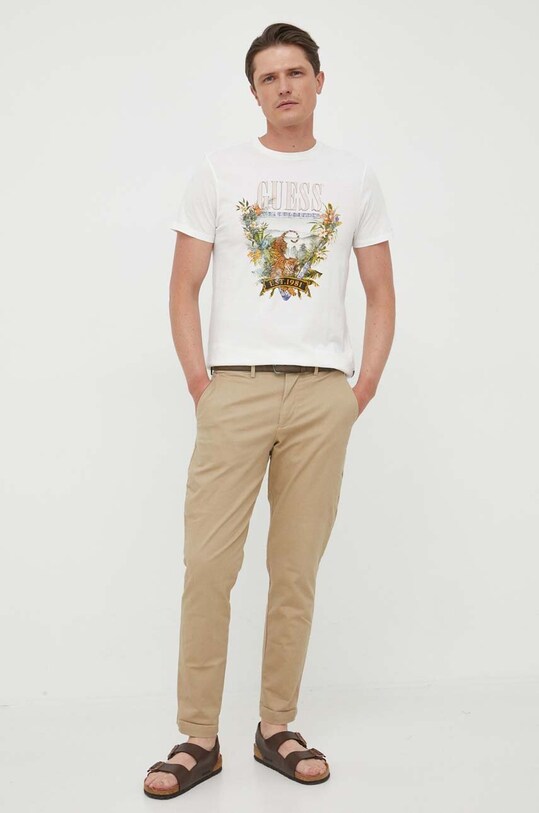 Guess t-shirt bawełniany M3YI66.K9RM1 beżowy AW23