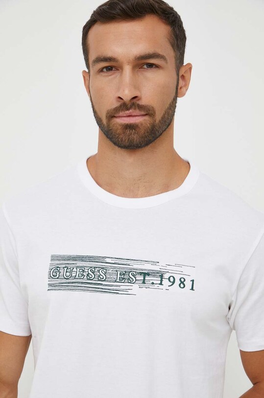Βαμβακερό μπλουζάκι Guess βαμβάκι λευκό M3YI89.K8FQ4
