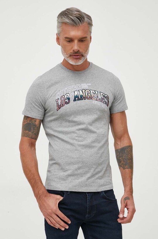 Guess t-shirt bawełniany aplikacja szary M3YI05.I3Z14