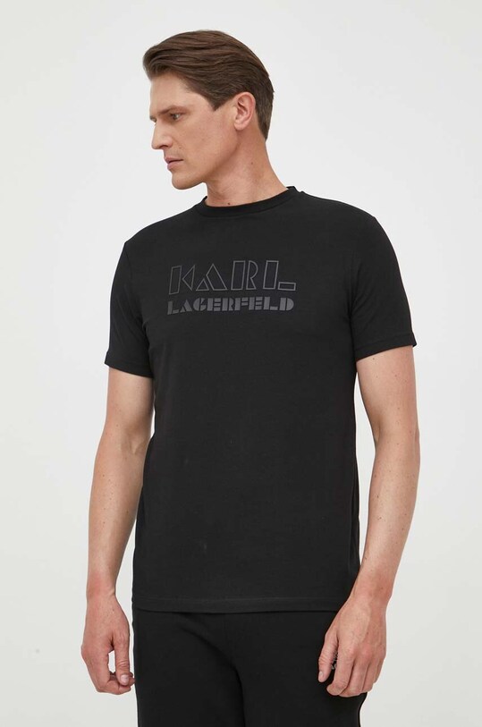 Karl Lagerfeld t-shirt elasztánnal fekete 533221.755060