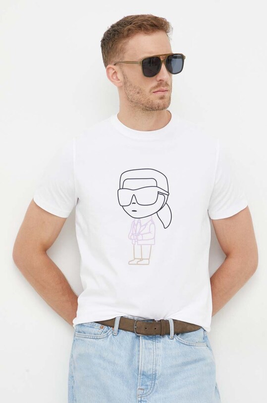 Karl Lagerfeld t-shirt z elastanem biały 533221.755400