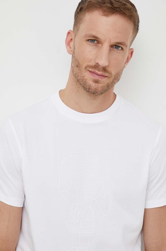 Karl Lagerfeld t-shirt bawełniany nadruk biały 533221.755402