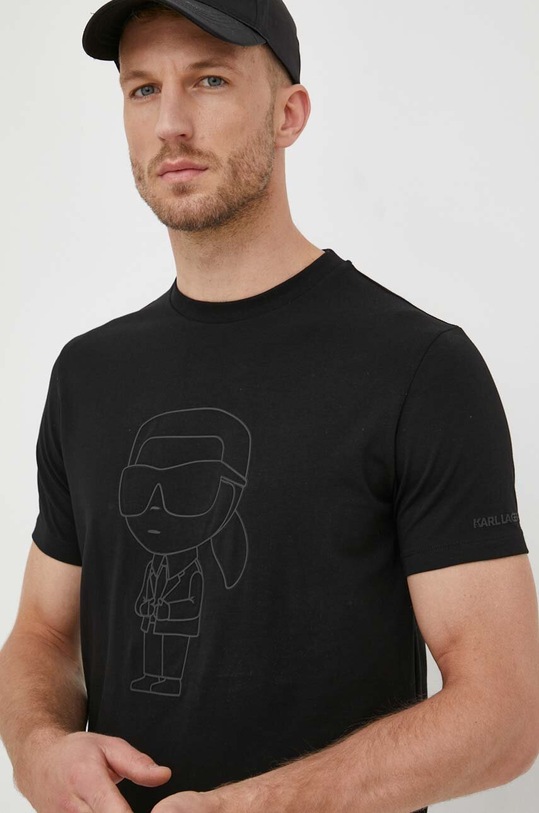 Karl Lagerfeld t-shirt bawełniany nadruk czarny 533221.755402