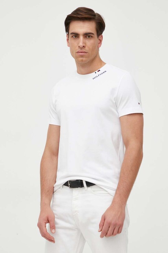 Tommy Hilfiger t-shirt bawełniany aplikacja biały MW0MW32017