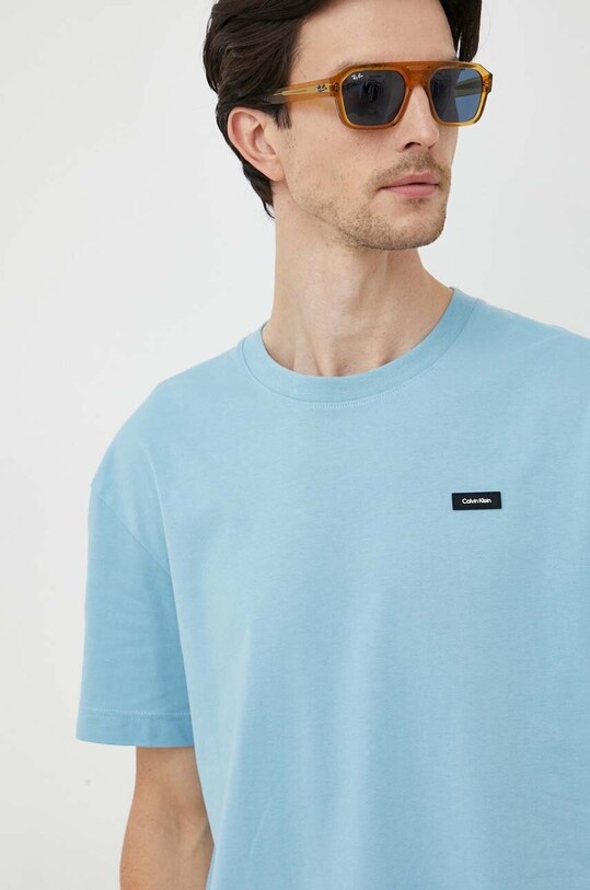 Calvin Klein t-shirt bawełniany niebieski K10K110669