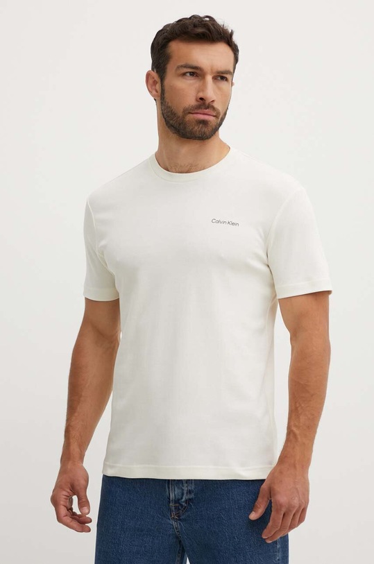 Bavlněné tričko Calvin Klein hladký béžová K10K109894