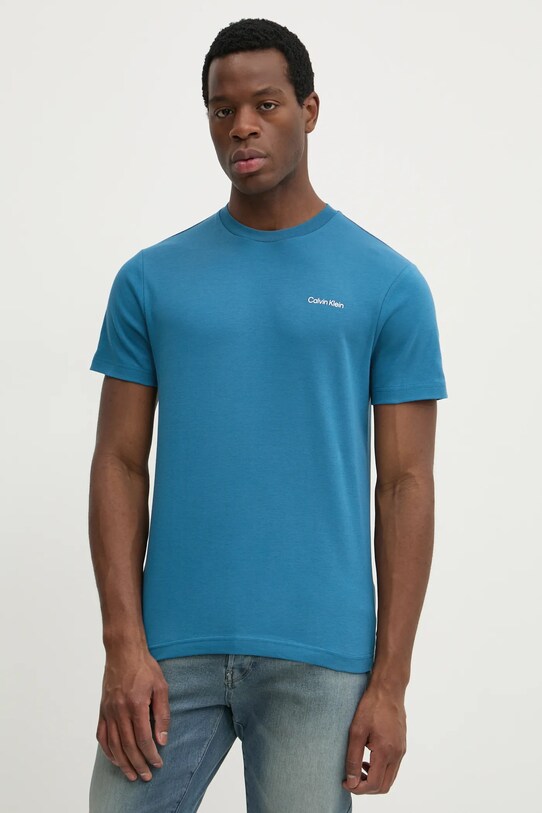 Хлопковая футболка Calvin Klein бирюзовый K10K109894