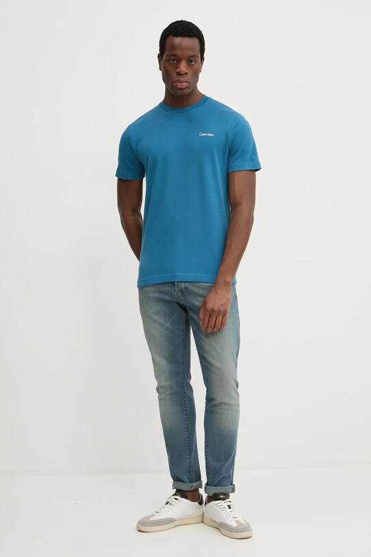 Бавовняна футболка Calvin Klein K10K109894 бірюзовий SS25
