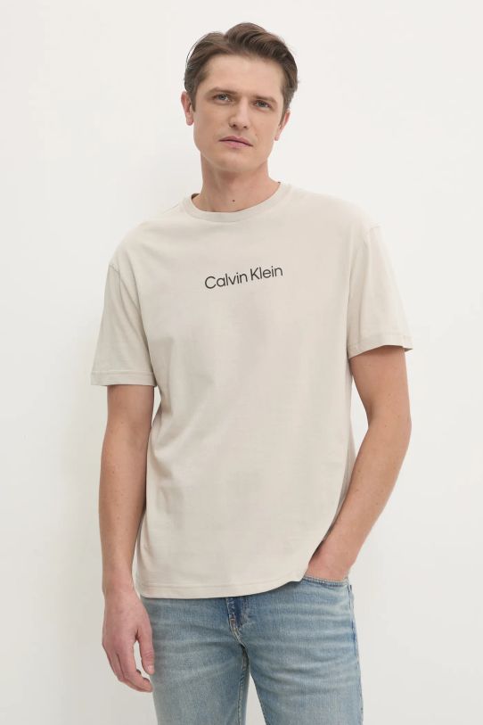 Хлопковая футболка Calvin Klein бежевый K10K111346