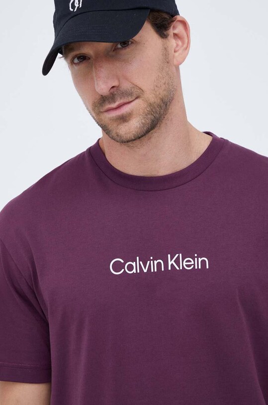 Calvin Klein t-shirt bawełniany nadruk fioletowy K10K111346