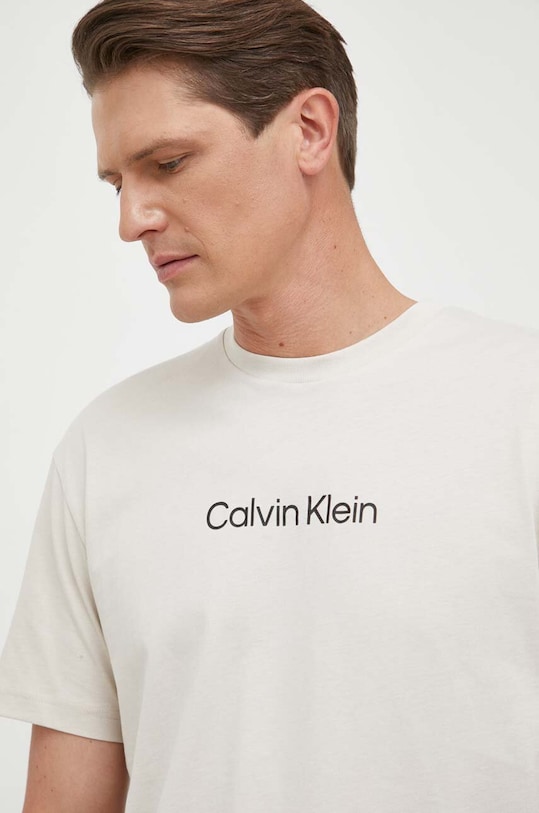 Calvin Klein t-shirt bawełniany nadruk beżowy K10K111346