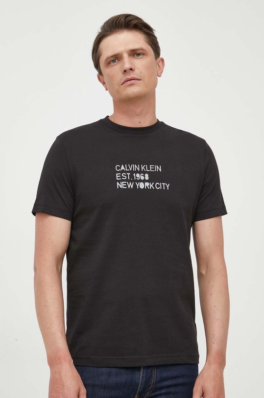Bavlnené tričko Calvin Klein K10K111529 čierna AW23