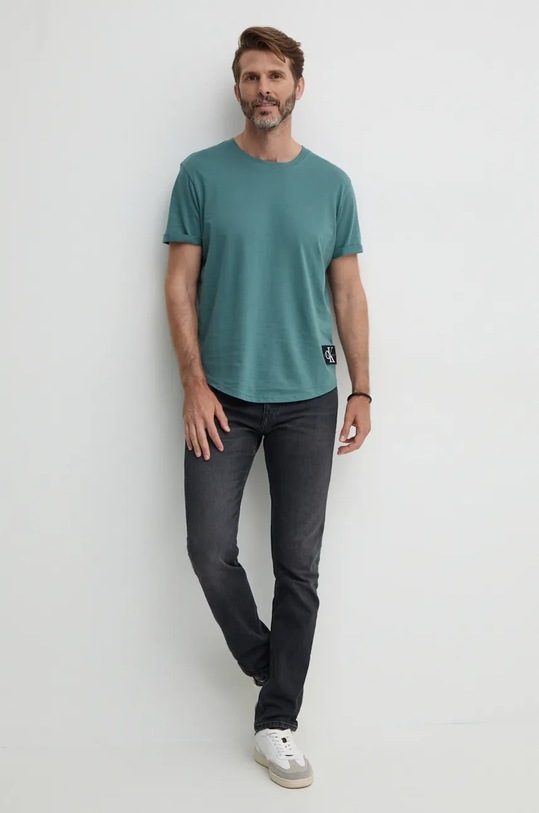 Памучна тениска Calvin Klein Jeans J30J323482 тюркоазен AA00
