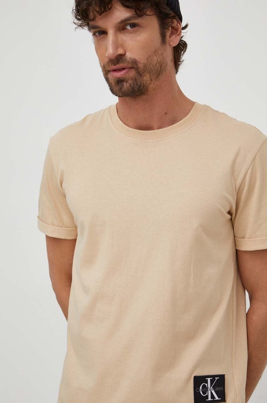Calvin Klein Jeans t-shirt bawełniany beżowy J30J323482