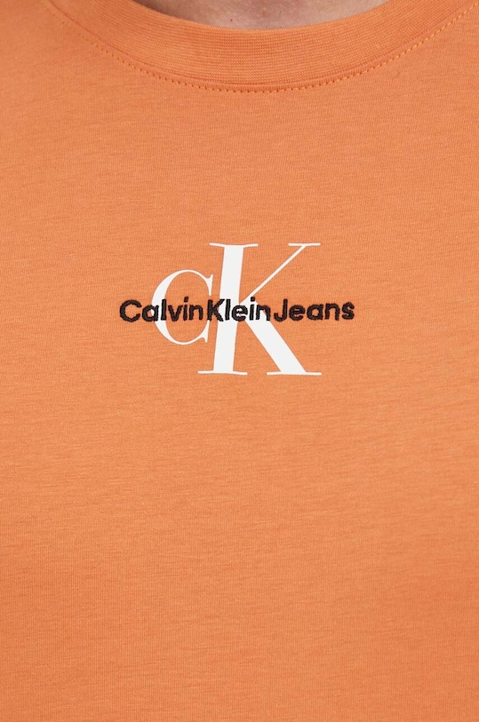Βαμβακερό μπλουζάκι Calvin Klein Jeans J30J323483 πορτοκαλί
