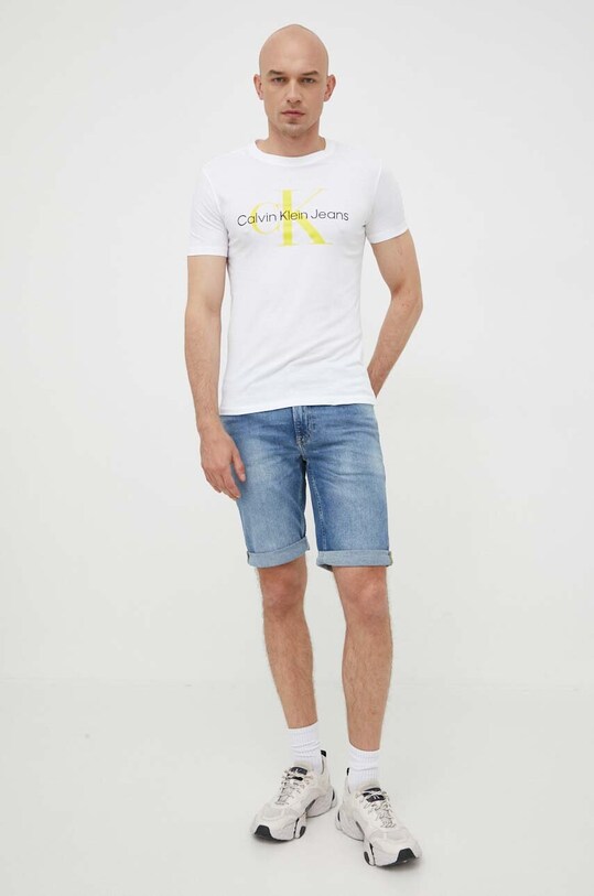 Calvin Klein Jeans tricou din bumbac J30J320806 alb SS24