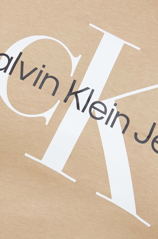 Βαμβακερό μπλουζάκι Calvin Klein Jeans μπεζ J30J320806