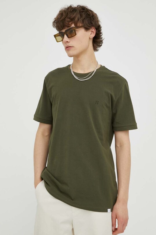 Les Deux tricou din bumbac uni verde LDM101007