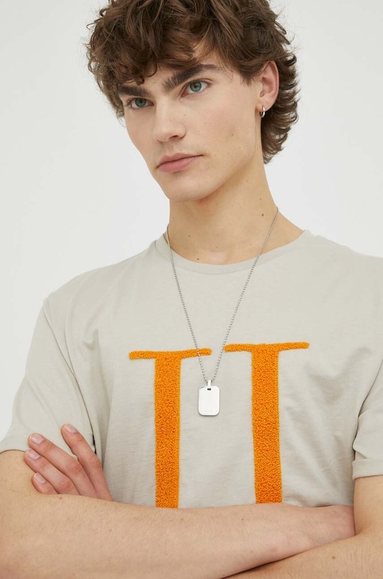 Les Deux t-shirt bawełniany beżowy LDM101110