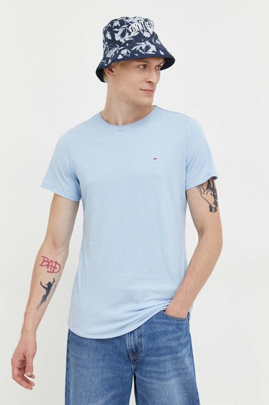 Tričko Tommy Jeans jednofarebný modrá DM0DM09586.