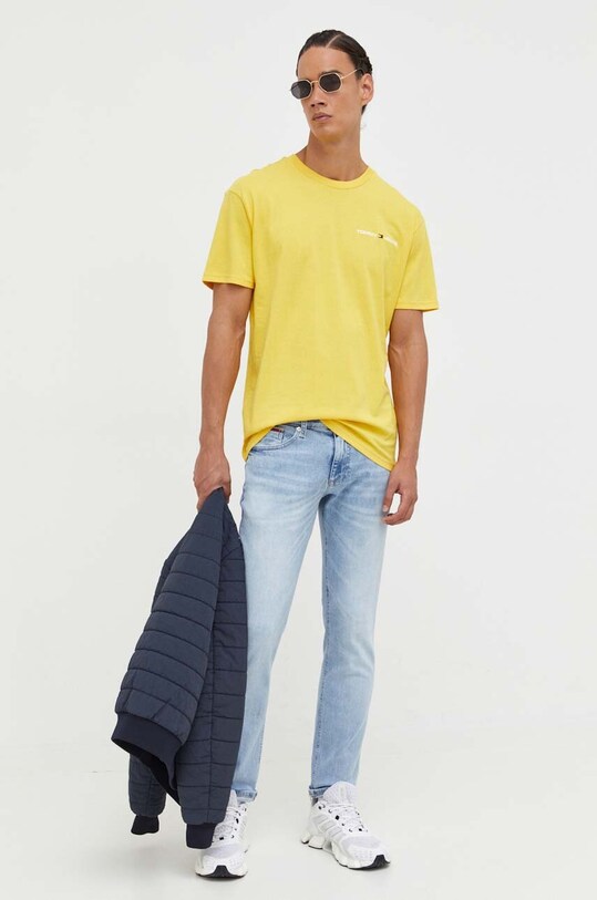Tommy Jeans t-shirt bawełniany DM0DM16878 żółty AW23