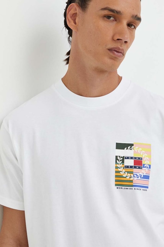 Tommy Jeans pamut póló DM0DM16839 fehér
