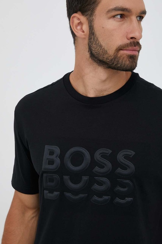 BOSS Green t-shirt bawełniany BOSS GREEN regular czarny 50495876