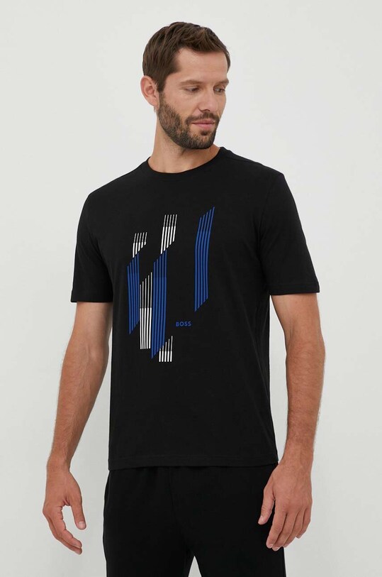 BOSS Green t-shirt bawełniany czarny 50499973