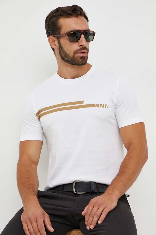 BOSS t-shirt bawełniany nadruk biały 50495704