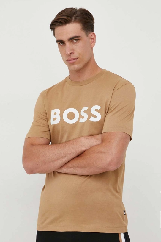 BOSS tricou din bumbac print bej 50495742