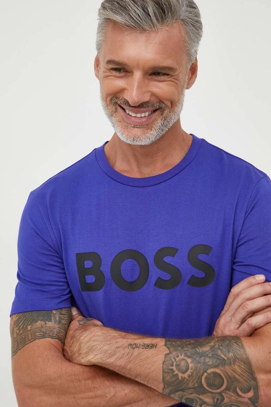 BOSS tricou din bumbac print violet 50495742