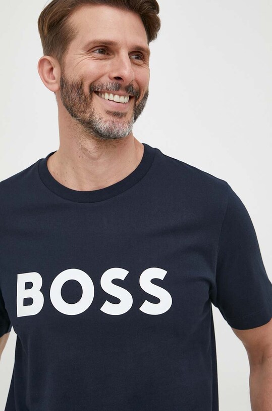 Бавовняна футболка BOSS бавовна темно-синій 50495742
