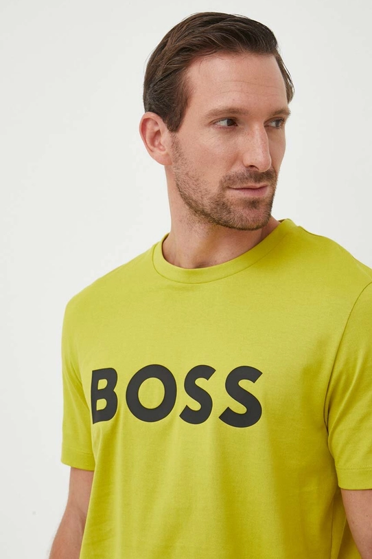 BOSS tricou din bumbac print verde 50495742