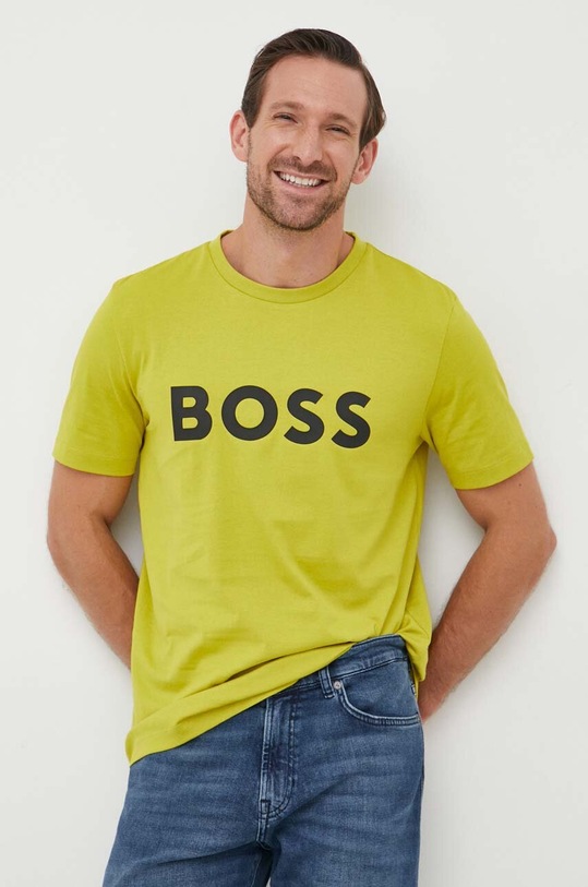Бавовняна футболка BOSS зелений 50495742
