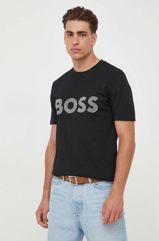Pamučna majica Boss Orange BOSS ORANGE pamuk crna 50495719